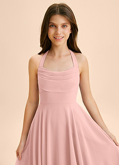 Azazie Kady Junior A-Linie Herzausschnitt Chiffon Kleid Rosettenrosa image6