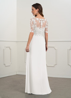 Azazie Amedeus Mother of the Bride Dresses Ivory A-Line V-Neck Lace Chiffon Dress image9