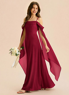 Azazie Moana Junior Linia A Pofałdowany Szyfon Długość podłogi Młodsza druhna Sukienka image2