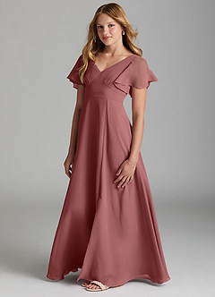 Azazie Kimber Junior Amethyst A-Line Pleated Chiffon Dress image5