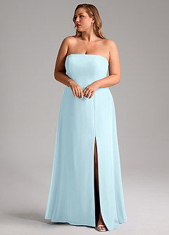 Azazie Wren Bridesmaid Dresses Cloud Blue A-Line Side Slit Chiffon Convertible Dress image9