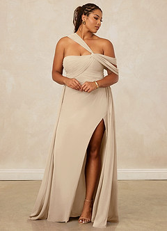 Christian Siriano Bridal for Azazie 1014 Bridesmaid Dresses Champagne A-Line Off the Shoulder Chiffon Dress image13