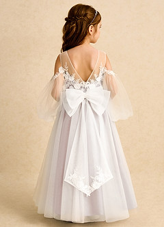 Azazie Zimi Flower Girl Dresses Rose Petal Ball-Gown Sweetheart Neckline Tulle Dress image1