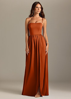 Azazie Calianna Bridesmaid Dresses Burnt Orange A-Line Off the Shoulder Stretch Satin Convertible Dress image8