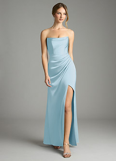 Azazie Leonis Bridesmaid Dresses Sky Blue Mermaid Pleated Stretch Satin Convertible Dress image5