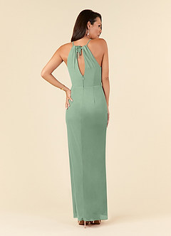 Azazie Hadid Mère de la mariée Robes Robe Fourreau en Maille Plissée Matcha image2