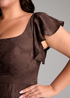 Azazie Bondi Brudepigekjoler En streg Sideslids Blomsterudbrændthed Gulv-længde Kjole image11