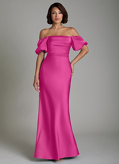 Azazie Lea Bridesmaid Dresses Fuchsia Mermaid Off the Shoulder Stretch Satin Convertible Dress image8