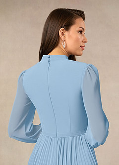 Azazie Adellah Abiti per la Madre della Sposa Abito A-Line in Chiffon Plissettato Azzurro Polvere image4