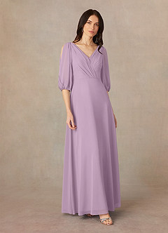 Azazie Bronwyn Mother of the Bride Dresses Wisteria A-Line V-Neck Ruched Chiffon Dress image2