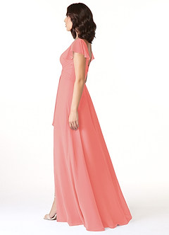 Azazie Omari Bridesmaid Dresses Coral A-Line Chiffon Dress image3