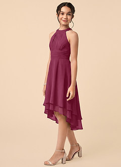 Azazie Linna Junior Mulberry A-Line Pleated Chiffon Dress image3