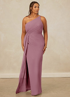 Christian Siriano Bridal for Azazie 1003 Bridesmaid Dresses Vintage Mauve Sheath One Shoulder Chiffon Dress image10