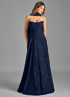 Azazie Gabriela Bridesmaid Dresses Dark Navy A-Line Strapless Floral Burnout Dress image3