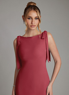 Azazie Luddie Bridesmaid Dresses Pomegranate Mermaid Bow Chiffon Dress image3