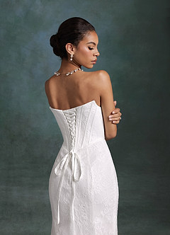 Azazie Zelda Robes de mariée Robe Sirène en Dentelle Fente latérale Blanc De Diamant image15