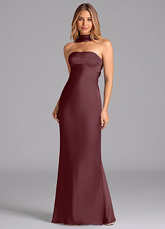 Azazie Lusinda Bridesmaid Dresses Sangria Mermaid Strapless Stretch Satin Dress image4