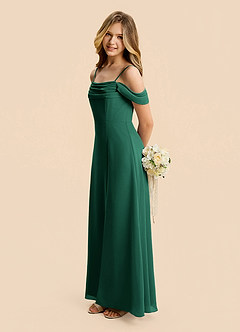 Azazie Lilly Junior Emerald A-Line Pleated Chiffon Dress image3