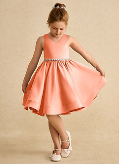 Azazie Julietta Blumenmädchenkleider Ballkleid Cabrio Tüll Kleid Sonnenuntergang image4