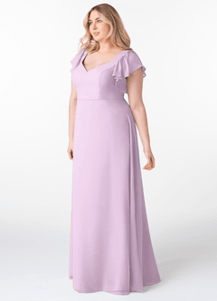 Azazie Syenna Bridesmaid Dresses Frosted Lilac A-Line Ruched Chiffon Dress image8