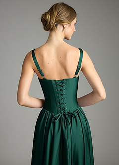 Azazie Evadina Bridesmaid Dresses Emerald A-Line Corset Stretch Satin Dress image6