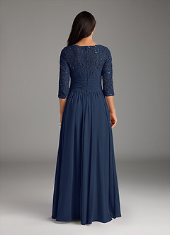 Azazie Olga Mother of the Bride Dresses Dark Navy A-Line Lace Chiffon Dress image4