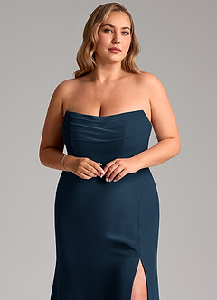Azazie Saige Abiti da Damigella Abito Convertibile A-Line in Chiffon Spalle Scoperte Marino Scuro image11