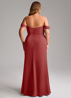 Azazie Saige Bridesmaid Dresses Rust A-Line Off the Shoulder Chiffon Convertible Dress image15