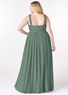 Azazie Elvira Bridesmaid Dresses Eucalyptus A-Line Pleated Chiffon Dress image8