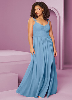 Barbie ♥ Azazie Bridesmaid Dresses Steel Blue A-Line Pleated Chiffon Dress image11