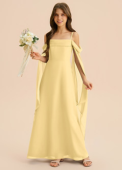 Azazie Moana Junior A-Linie Plissee Chiffon Kleid Butter image4