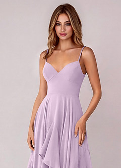 Azazie Zaina Bridesmaid Dresses Frosted Lilac A-Line Chiffon Dress image2