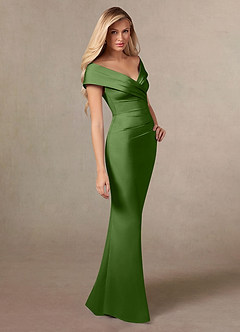 Azazie Ludlow Mother of the Bride Dresses Basil Mermaid Pleated Stretch Satin Dress image3