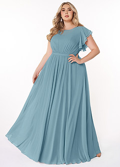 Azazie Daphne vestidos de dama de honor modestos Vestido de Corte En A Volantes Hasta el suelo Gasa image6