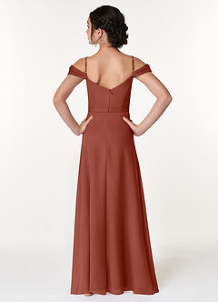 Azazie Alivia Junior Auburn A-Line Off the Shoulder Chiffon Dress image2