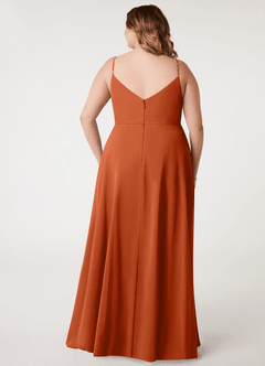 Azazie Daenerys Bridesmaid Dresses Burnt Orange A-Line Cowl Chiffon Dress image9