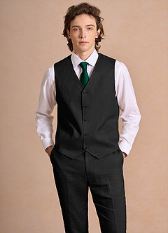 Harrison Black 100% Linen Suit Vest