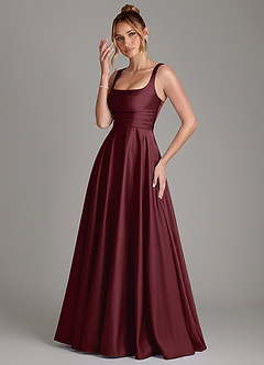 Azazie Azaria Vestidos de damas de honor Vestido Cabernet de Satén Elástico de Línea A con Corsé image3