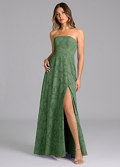 Azazie Wren Bridesmaid Dresses Eucalyptus A-Line Strapless Floral Burnout Dress image3