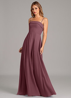 Azazie Lucienne 신부 들러리 드레스 A라인 스트랩리스 쉬폰 바닥 길이 드레스 image6