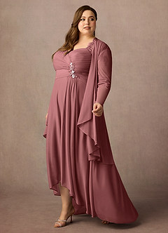 Azazie Anne vestidos de madre de la novia Vestido de Rosa Del Desierto de Encaje de Recto con Corazón Lentejuelas image13