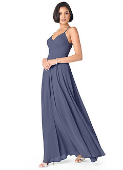 Azazie Avelina Bridesmaid Dresses Stormy A-Line V-Neck Pleated Chiffon Dress image3