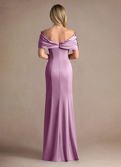 Azazie Auberdeen Mother of the Bride Dresses Wisteria Mermaid Pleated Stretch Satin Dress image3