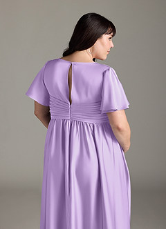 Azazie Verna Maternity Bridesmaid Dresses A-Line Ruched Stretch Satin Floor-Length Dress image10