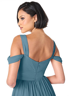 Azazie Lianne Bridesmaid Dresses Bermuda A-Line Off the Shoulder Chiffon Dress image6