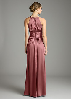 Azazie Bonnie Bridesmaid Dresses Amethyst A-Line Pleated Stretch Satin Dress image5