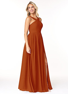Azazie Elvira Bridesmaid Dresses Paprika A-Line Pleated Chiffon Dress image4