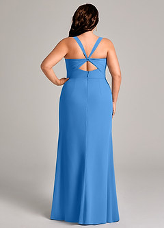 Azazie Mero Bridesmaid Dresses Blue Jay Sheath Pleated Chiffon Dress image10
