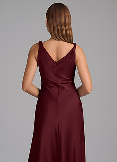 Azazie Nerine Abiti da Damigella Abito A-Line in Raso Elasticizzato Plissettato Cabernet image2