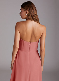 Azazie Wren 신부 들러리 드레스 A라인 스트랩리스 쉬폰 티 길이 드레스 image8